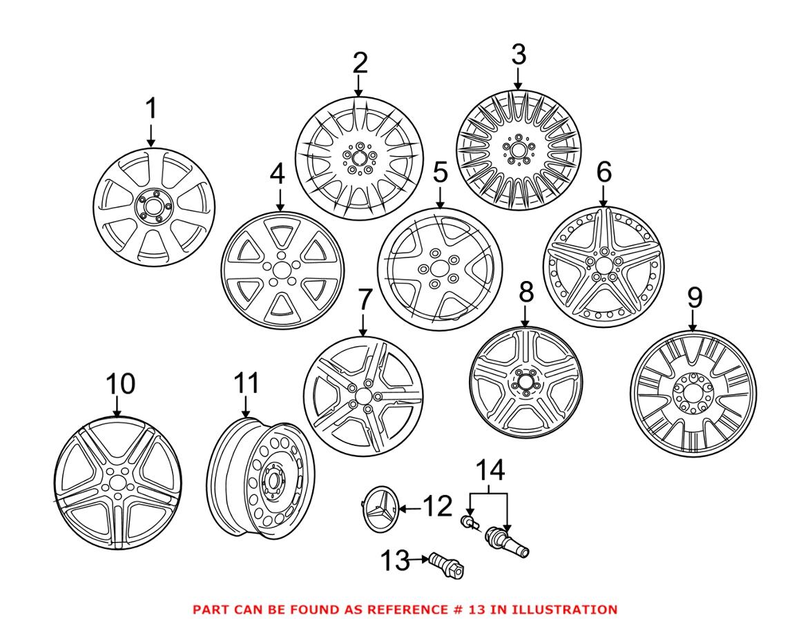 Mercedes Wheel Bolt (M14x1.5x51mm) 0009905107